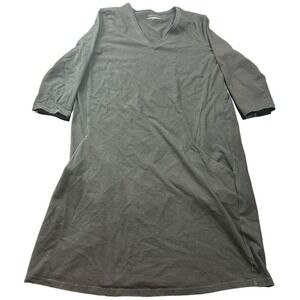 Eileen Fisher Black V-Neck 3/4 Sleeve Midi Dress with Pockets Small S/P |D1